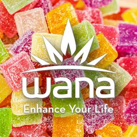 Wana Logo with Gummies in background